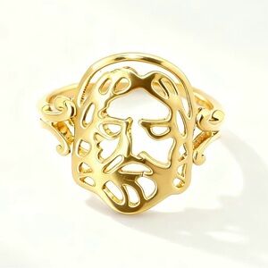 Jesus Christ openwork Face Ring 14K Gold Plated over SS, brand new size 8